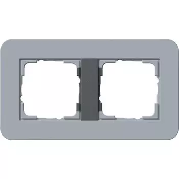 0212424 Рамка с антрацитовой подложкой E3 Серо-голубой / Антрацит 2-постовая Gira