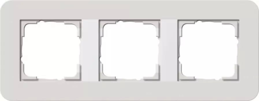 0213411 Рамка с белой подложкой E3 Светло-серый / Белый 3-постовая Gira