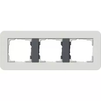 0213421 Рамка с антрацитовой подложкой E3 Светло-серый / Антрацит 3-постовая Gira