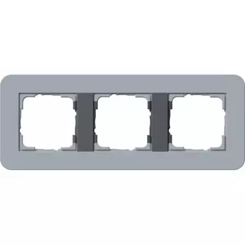 0213424 Рамка с антрацитовой подложкой E3 Серо-голубой / Антрацит 3-постовая Gira