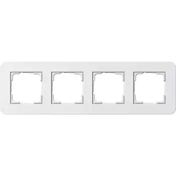 0214410 Рамка с белой подложкой E3 Белый / Белый 4-постовая Gira