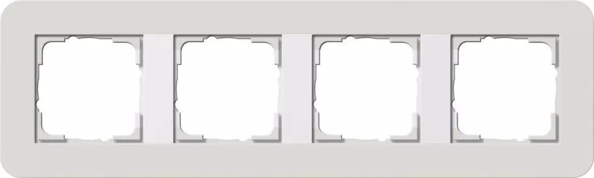 0214411 Рамка с белой подложкой E3 Светло-серый / Белый 4-постовая Gira