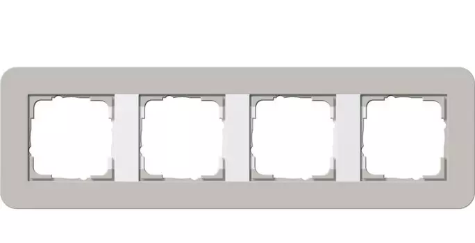 0214412 Рамка с белой подложкой E3 Серый / Белый 4-постовая Gira
