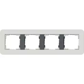 0214421 Рамка с антрацитовой подложкой E3 Светло-серый / Антрацит 4-постовая Gira