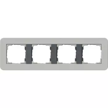 0214422 Рамка с антрацитовой подложкой E3 Серый / Антрацит 4-постовая Gira