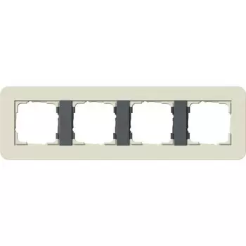 0214427 Рамка с антрацитовой подложкой E3 Песочный / Антрацит 4-постовая Gira