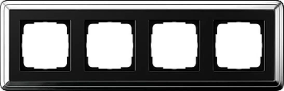 0214642 Рамка Classix Хром / Черный 4-постовая Gira