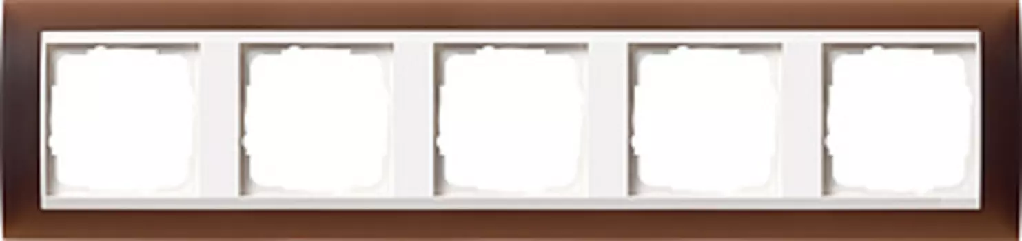 0215331 Рамка Event Темно-коричневый / Белый 5-постовая Gira