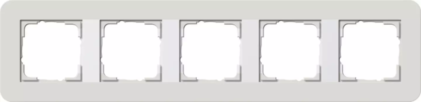 0215411 Рамка с белой подложкой E3 Светло-серый / Белый 5-постовая Gira