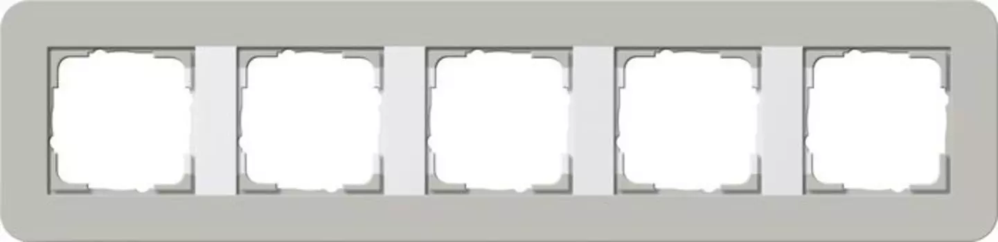 0215412 Рамка с белой подложкой E3 Серый / Белый 5-постовая Gira