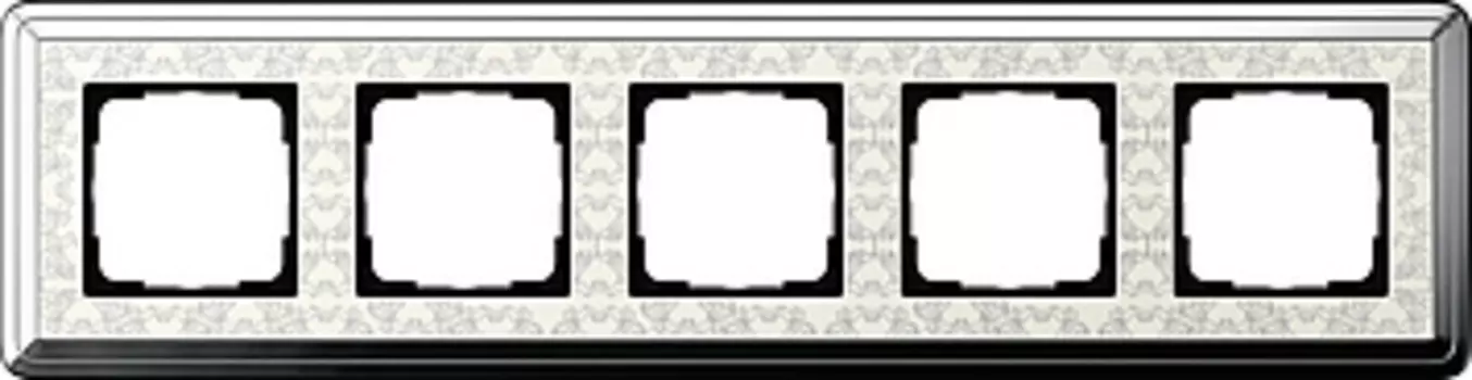 0215683 Рамка Classix Art Хром / Кремовый 5-постовая Gira
