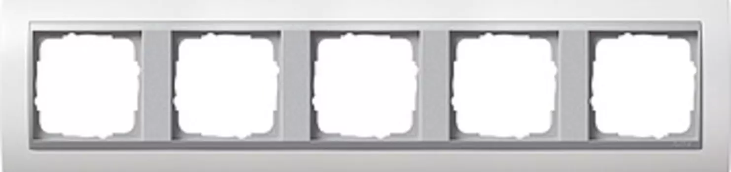 021571 Рамка Event Белый / Алюминий 5-постовая Gira