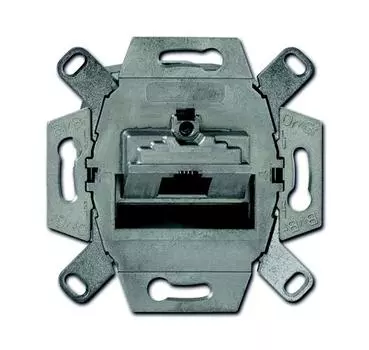 0230-0-0410 (0218/11-101-507), Механизм 1-постовой компьютерной/телефонной розетки UAE, 8 полюсов, RJ45, категория 6е, экранированная, для 10-Gigabit/PoE+ Ethernet, до 500 МГц, ABB