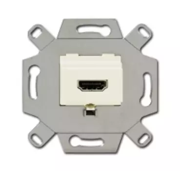 0230-0-0430 (0261/31-500), Механизм HDMI-розетки/разъёма, HDMI-type A, Full HD, 20 полюсов, цвет слоновая кость, ABB