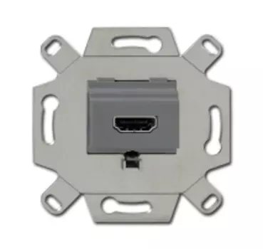 0230-0-0432 (0261/33-500), Механизм HDMI-розетки/разъёма, HDMI-type A, Full HD, 20 полюсов, цвет серый, ABB