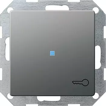 028720 Клавиша с пиктограммой "дверь" и контрольным окном Сталь Gira E22