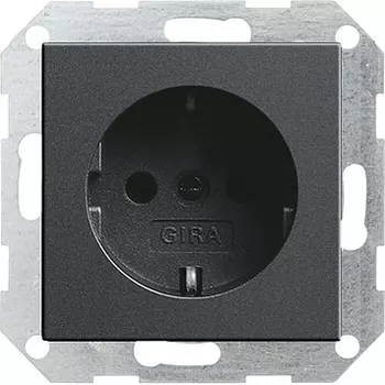 046628 Розетка с заземляющими контактами без "лапок" для крепления Антрацит Gira