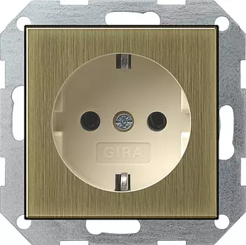 0466613 Розетка с заземляющими контактами без "лапок" для крепления Бронза Gira