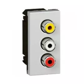 079254 Mosaic Розетка 3RCA, алюминий Legrand