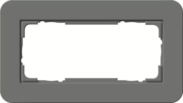 1002413 Рамка с белой подложкой без перегородки E3 Темно-серый / Белый 2-постовая Gira