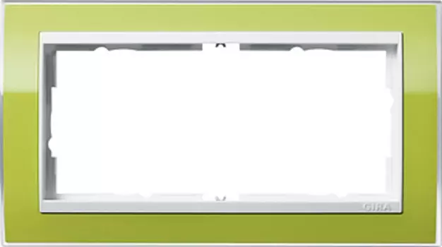 1002743 Рамка без перегородки Event Clear Зеленый / Белый 2-постовая Gira
