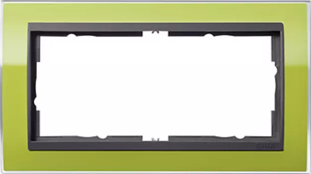 1002748 Рамка без перегородки Event Clear Зеленый / Черный 2-постовая Gira