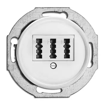 100725 Розетка телефонная Duroplast TAE 3x6 NFN Duroplast центральная вставка. Для 1 телефонного и 2 дополнительных устройств. 3 x 6 полюсная, 6 винтовых зажимов. THPG