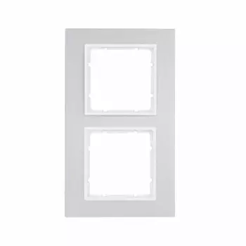 10126914 Рамка B.7 Полярная белизна, алюминий 2-постовая вертикальная Berker