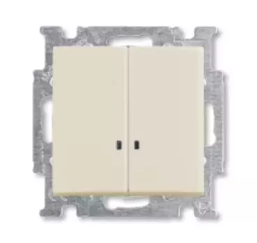 1012-0-2157 (2006/5 UCGL-92-507), Механизм 2-клавишного, 1-полюсного выключателя с клавишей, с линзой подсветки, с неоновой лампой, серия Basic 55, слоновая кость, ABB