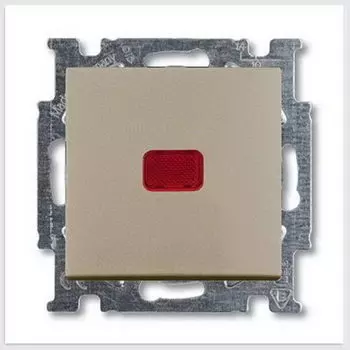 1012-0-2170 (2006/6 UCK-93-), Механизм 1-клавишного, 1-полюсного переключателя, с клавишей, с линзой подсветки, с неоновой лампой, с N-клеммой, серия Basic 55, цвет шампань, ABB