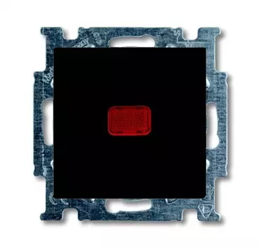 1012-0-2180 (2006/6 UCK-95-), Механизм 1-клавишного, 1-полюсного переключателя, с клавишей, с линзой подсветки, с неоновой лампой, с N-клеммой, серия Basic 55, цвет chateau-black, ABB