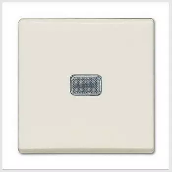 1012-0-2185 (2006/1 UCGL-96), Механизм 1-клавишного, 1-полюсного выключателя с клавишей, с линзой подсветки, с неоновой лампой, серия Basic 55, цвет chalet-white, ABB