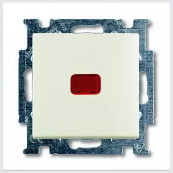 1012-0-2190 (2006/6 UCK-96-), Механизм 1-клавишного, 1-полюсного переключателя, с клавишей, с линзой подсветки, с неоновой лампой, с N-клеммой, серия Basic 55, цвет chalet-white, ABB