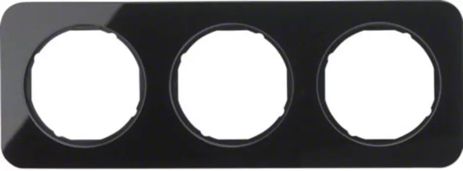 10132116 Рамка R.1 Черный, стекло 3-постовая Berker