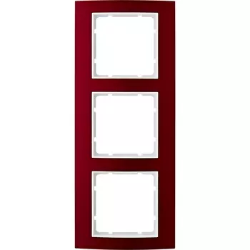 10133022 Рамка B.3 Красный / Полярная белизна 3-постовая вертикальная Berker
