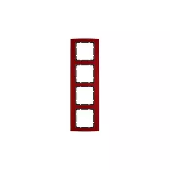 10143012 Рамка B.3 Красный / Антрацит 4-постовая вертикальная Berker