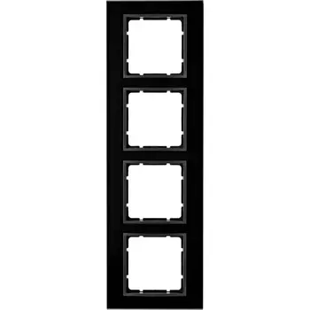 10146616 Рамка B.7 Черное стекло 4-постовая вертикальная Berker