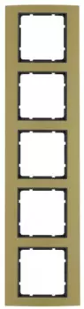 10153016 Рамка B.3 Золото / Антрацит 5-постовая вертикальная Berker
