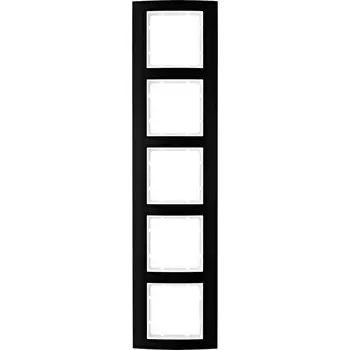 10153025 Рамка B.3 Черный / Полярная белизна 5-постовая вертикальная Berker