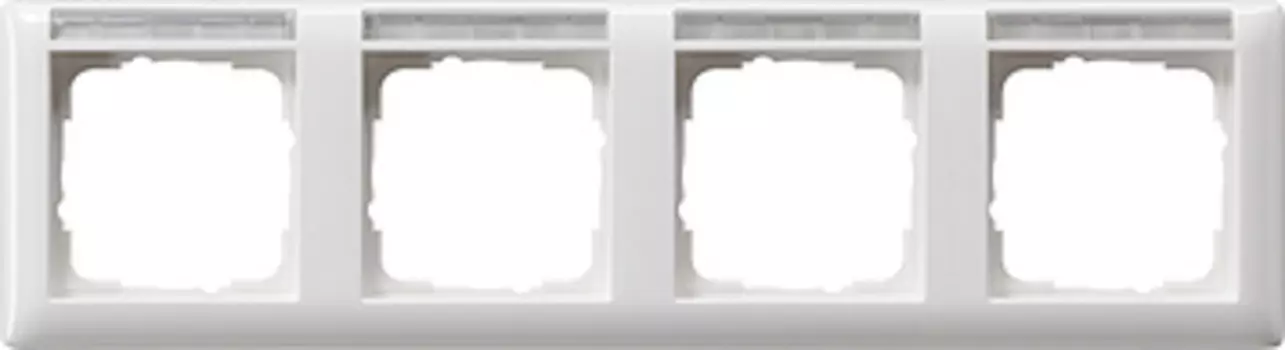 109403 Рамка Standard 55 Белый глянцевый, с полем для надписи 4-постовая Gira
