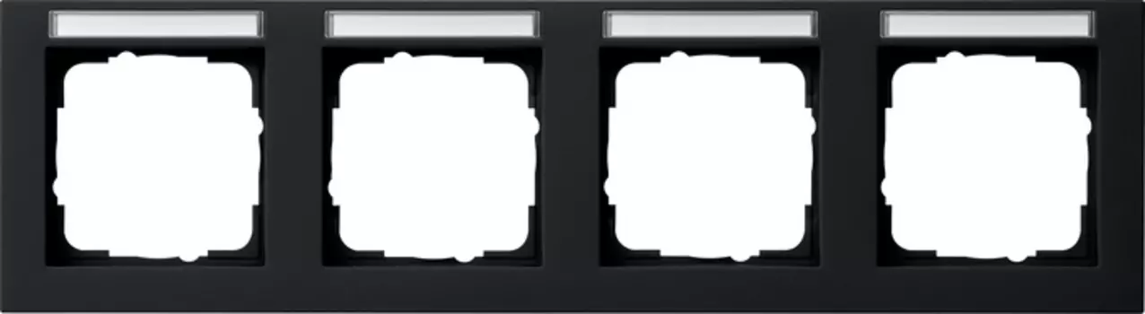 109409 Рамка установочная с полем для надписи E2 Черный матовый 4-постовая Gira