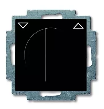 1101-0-0929 (2723 UCDR-95-5), Механизм выключателя жалюзи повортоный, с накладкой, с ручкой, без фиксации, 1P+N+E, серия Basic 55, цвет chateau-black, ABB