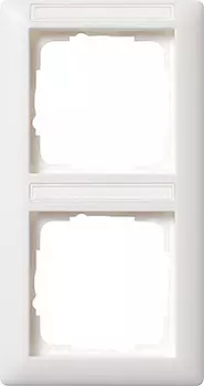 110227 Рамка Standard 55 Белый матовый с полем для надписи 2-постовая вертикальная Gira