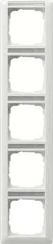 111503 Рамка Standard 55 Белый глянцевый, с полем для надписи 5-постовая вертикальная Gira
