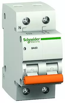 11219 Автоматический выключатель ва63 1п+н 63A C 4,5 ка, болгария/италия , Schneider Electric