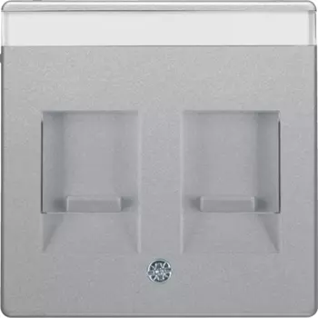 11816084 Центральная панель с заслонками от пыли и полем для надписи, Q.1/Q.3, цвет: алюминиевый, с эффектом бархата Berker