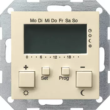 118601 Радиотермостат с часами Кремовый Gira