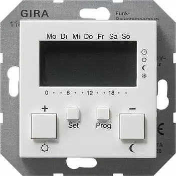 118627 Радиотермостат с часами белый матовый Белый Gira