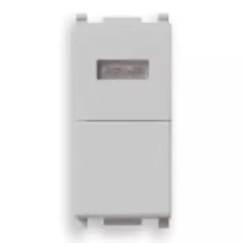 14068.B.SL Кнопка 1p no 10a + s/белый, серебро Vimar Plana