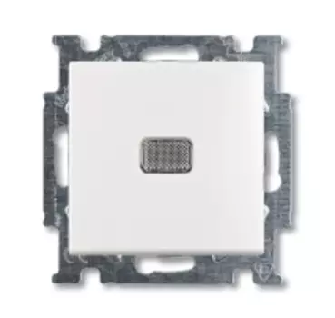 1413-0-1081 (2026 UCN-94-507), Механизм 1-клавишной, 1-полюсной кнопки (нормально-открытый контакт), с N-клеммой, с клавишей, с линзой подсветки, серия Basic 55, альпийский белый, ABB